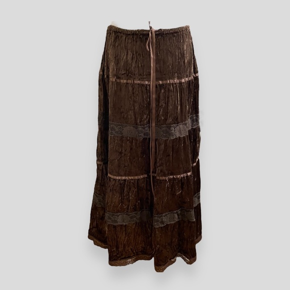 Fang Grungy Fairy Whimsygoth Boho Velvet Prairie Maxi Skirt Size XL - Picture 1 of 5